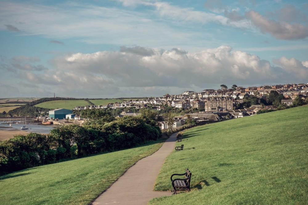 A view of Padstow town from the hillside